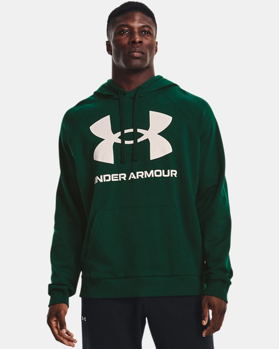 Men's UA Rival Fleece Big Logo Hoodie, Green, pdpMainDesktop image number 0